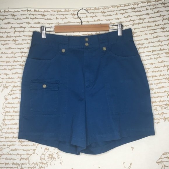 St. John's Bay Size 14 Blue High Waist Cargo Shorts - Picture 1 of 5